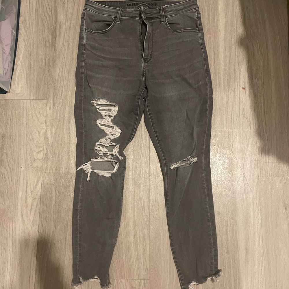 American Eagle gray super high rise jegging